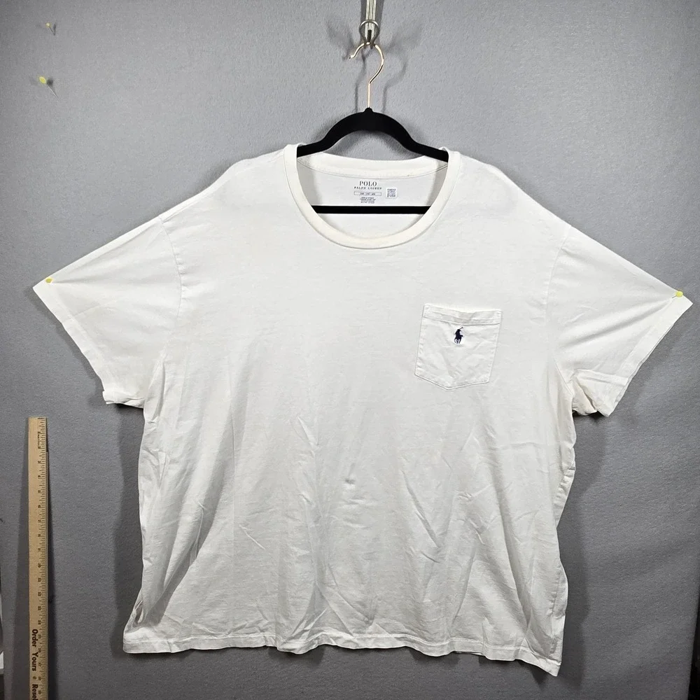 Polo Ralph Lauren Shirt Mens 4XL White Pocket Embroidered Pony Logo Classic Tee - Picture 1 of 8